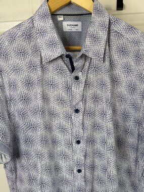 Duchamp London Flip Cuff Short Sleeve Shirt XL Geometric Print